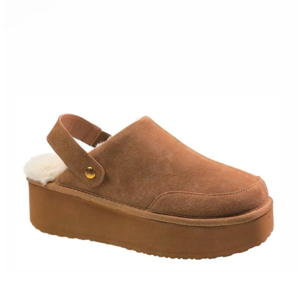 Joyspun Women's Faux Fur Convertible Clog Slippers Size 9